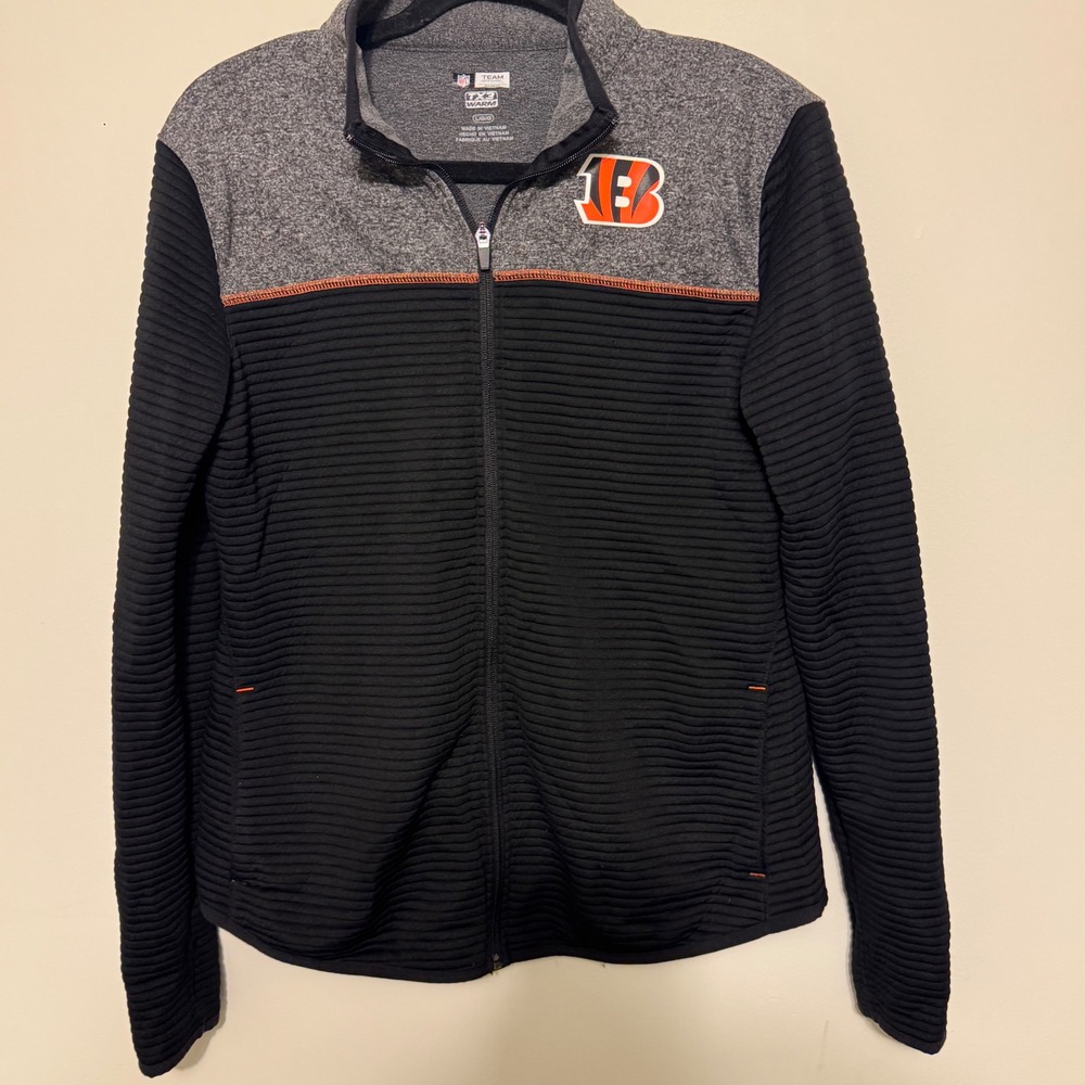 NFL Cincinnati Bengals TX3 Warm Full Zip Jacket Womens‎ Large Gray Black